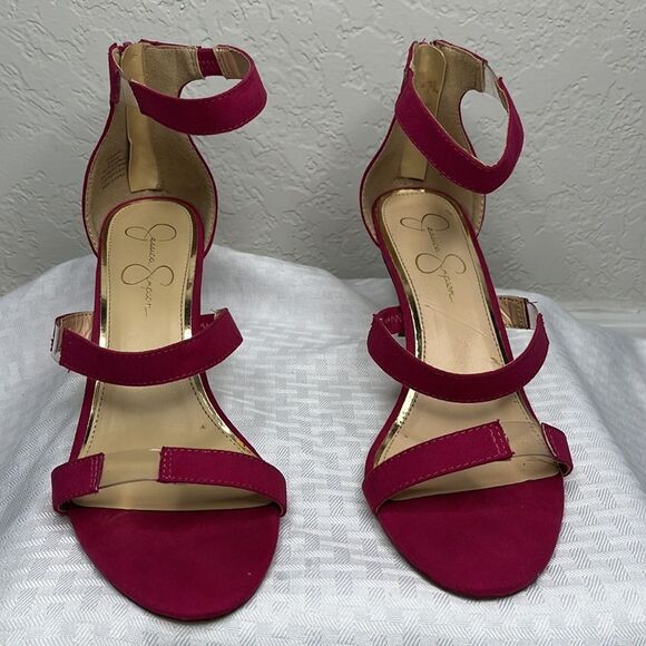 🌸 Jessica Simpson Fuchsia Sandal Pumps Size 9.5 - Picture 6 of 8
